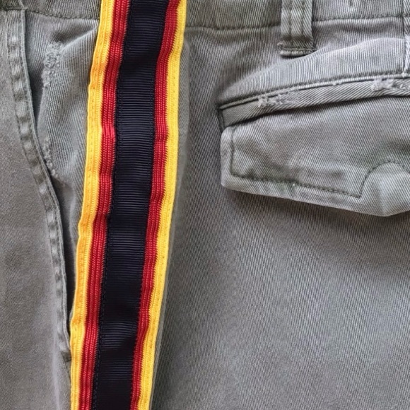 Pam & Gela Olive Green Utility Pants w/Multicolor Side Stripes, Lace-Up - Picture 3 of 11